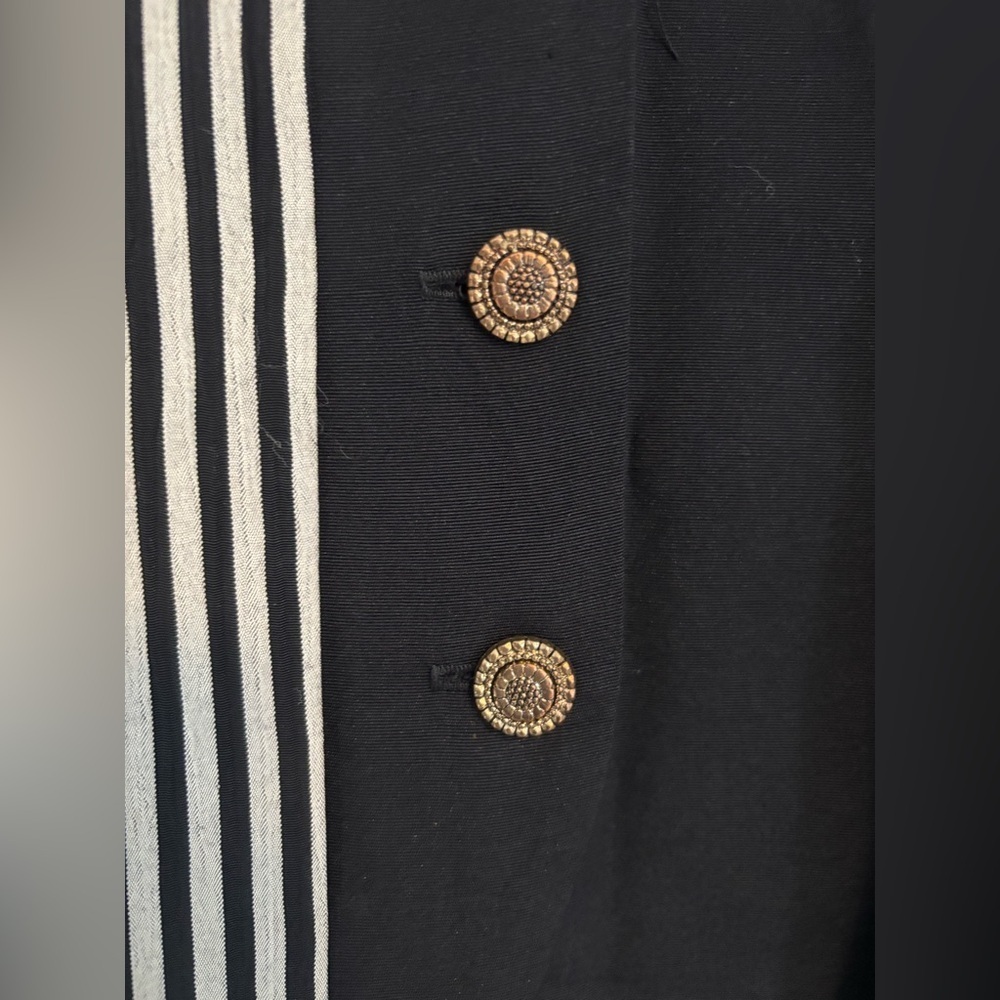 Vintage Vest Jacket by Scarlet Black White Stripe Gold Button Oversize Rayon S M - Picture 3 of 6